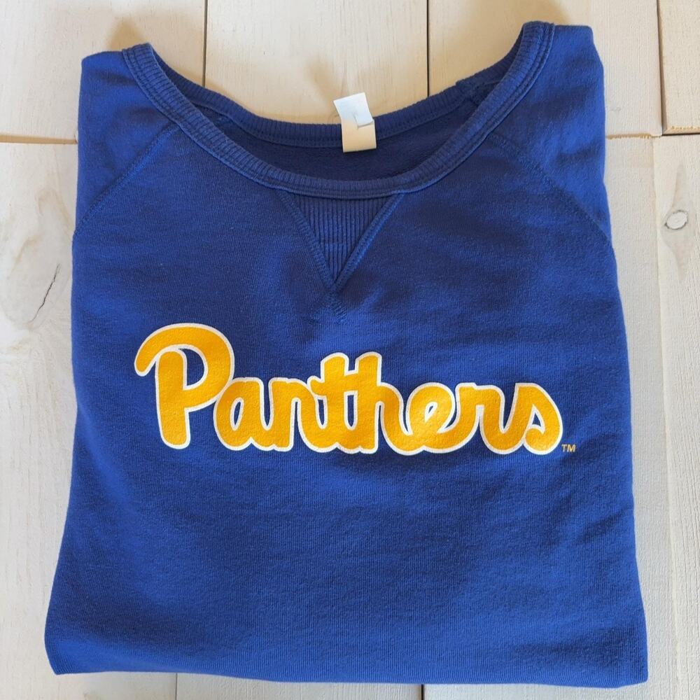 University of Pittsburgh Womens Medium Blue Panthers Wide Neck Raglan Sweatshirt - Picture 3 of 12